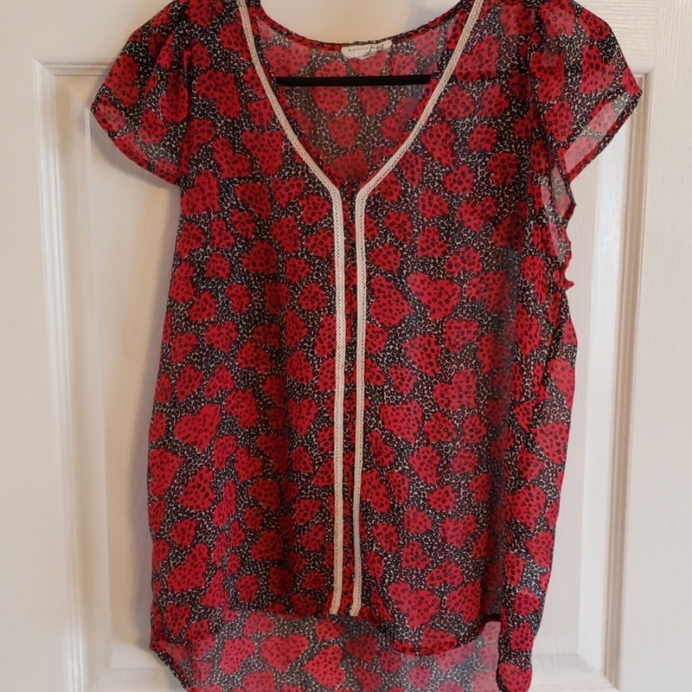 Sheer Heart Print Shirt